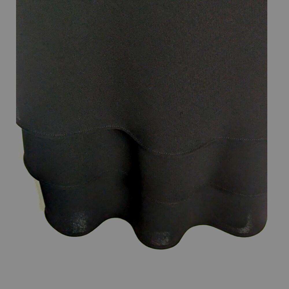 Vtge Cocktail dress sz12 black poly/crepe double flounce Joneswear pullon90'sY2K - Picture 6 of 7
